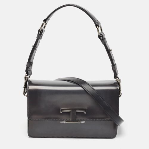 Tod's Dark Grey Leather Mini T Timeless Shoulder Bag - Tod's - Modalova