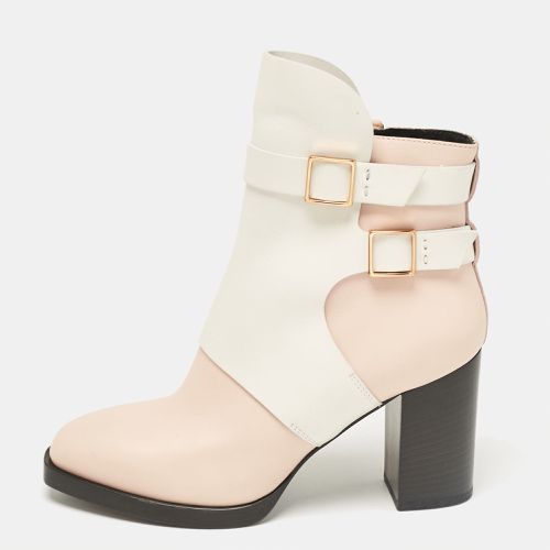 Tod's Pink/White Leather Block Heel Ankle Length Boots Size 38.5 - Tod's - Modalova