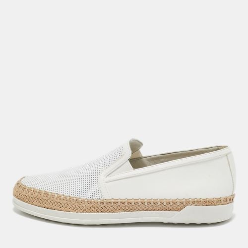 Tod's White Perforated Leather Espadrille Slip On Sneakers Size 36 - Tod's - Modalova