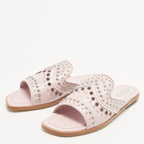 Embellished Size 37.5 Lilac Leather Flat Slides - Tod's - Modalova