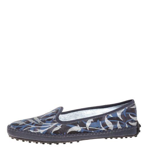 Floral Printed Canvas Gommino Smoking Slippers Size 39.5 - Tod's - Modalova