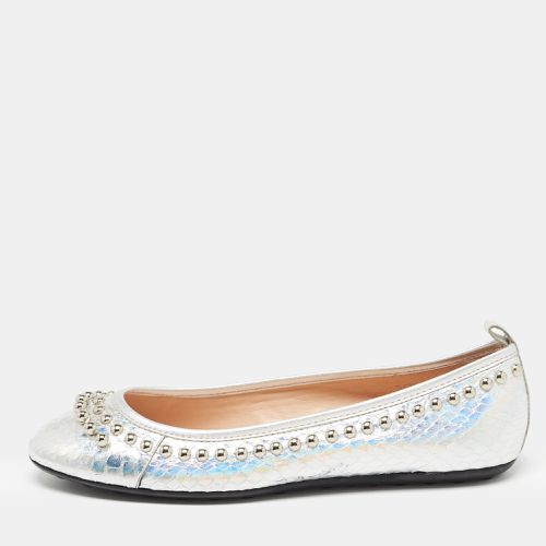 Tod's Silver Snakeskin Embossed Leather Studded Ballet Flats Size 35.5 - Tod's - Modalova