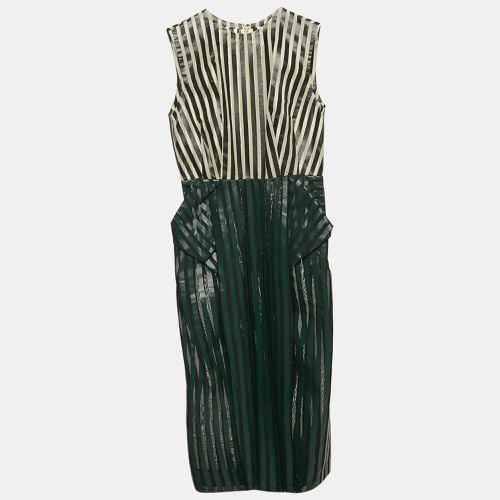 Toga Archives Green Stripe Print Tulle Draped Short Dress S - Toga - Modalova