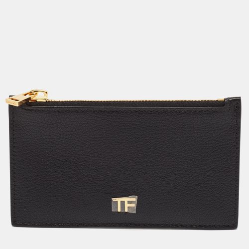 Tom Ford Black Leather Zip Card Holder - Tom Ford - Modalova