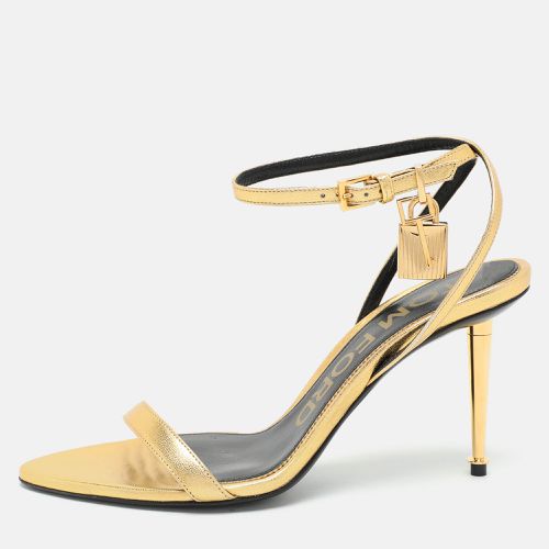 Tom Ford Gold Leather Padlock Ankle Strap Sandals Size 36.5 - Tom Ford - Modalova