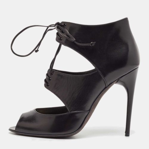 Tom Ford Black Leather Cut Out Peep Toe Ankle Booties Size 39.5 - Tom Ford - Modalova