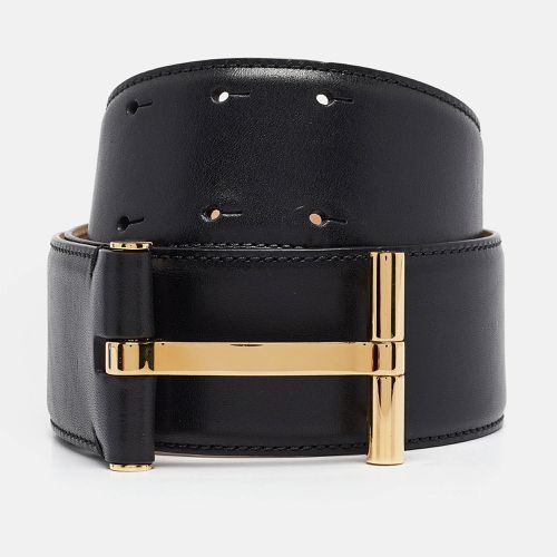 Tom Ford Black Leather T Buckle Wide Belt 75CM - Tom Ford - Modalova