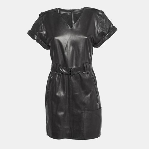 Tom Ford Black Leather V-Neck Belted Mini Dress M - Tom Ford - Modalova