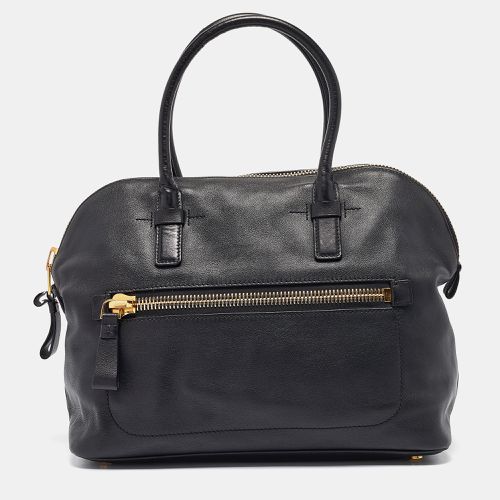 Tom Ford Black Leather Top Zip Satchel - Tom Ford - Modalova