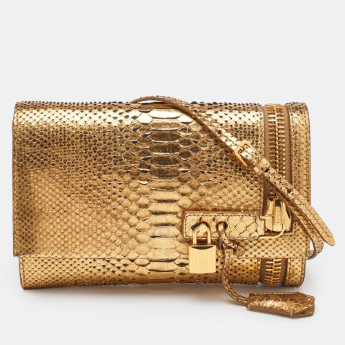 Tom Ford Gold Alix Python Zip & Padlock Clutch - Tom Ford - Modalova