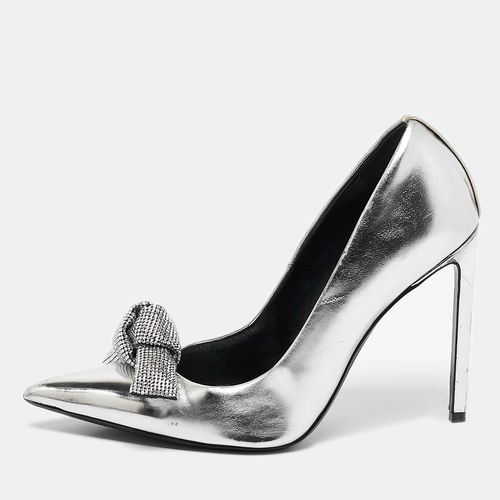 Tom Ford Silver Leather Bow Crystal Embellished Pointed Toe Pumps Size 40 - Tom Ford - Modalova