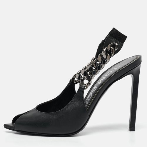 Tom Ford Black Leather Chain Linked Slingback Peep Toe Pumps Size 36.5 - Tom Ford - Modalova