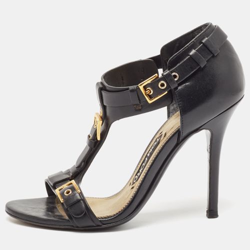 Tom Ford Black Leather Buckle Detail T-Strap Sandals Size 36 - Tom Ford - Modalova