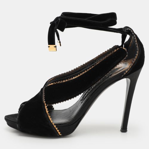 Tom Ford Black Velvet Peep Toe Pumps Size 40 - Tom Ford - Modalova