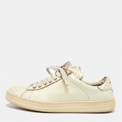 Tom Ford Cream Python Leather Low Top Sneakers Size 38 - Tom Ford - Modalova