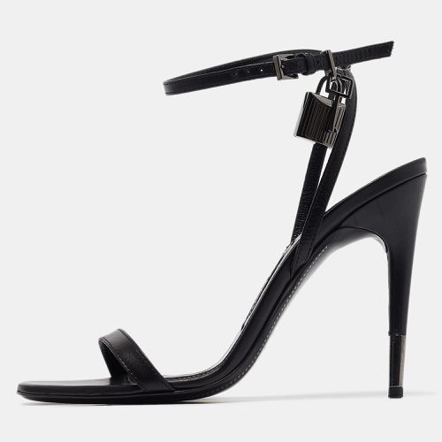 Tom Ford Black Leather Padlock Ankle Wrap Sandals 40 - Tom Ford - Modalova