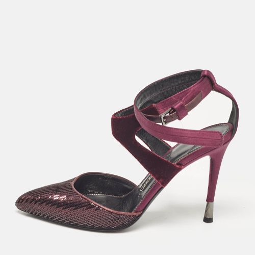 Tom Ford Purple Satin and Sequins Ankle Strap Pumps Size 38 - Tom Ford - Modalova