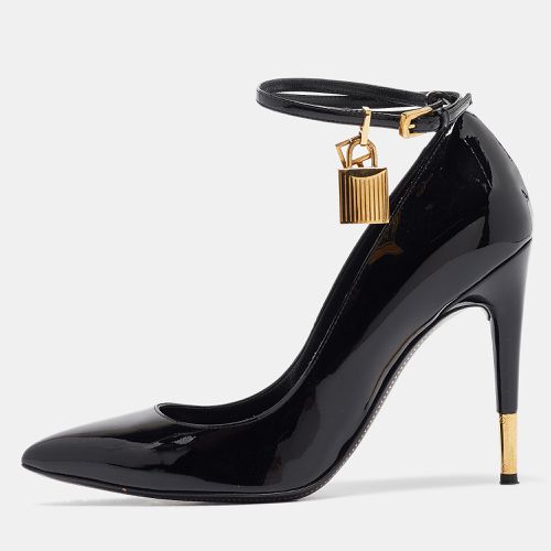 Tom Ford Black Patent Leather Padlock Ankle Wrap Pointed Toe Pumps 38.5 - Tom Ford - Modalova