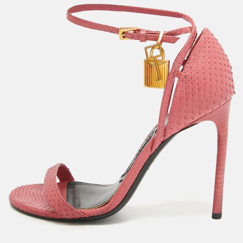 Tom Ford Pink Python Padlock Ankle Strap Sandals Size 37 - Tom Ford - Modalova