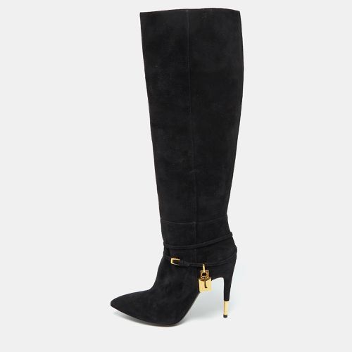 Tom Ford Black Suede Lock Strap Knee Length Boots Size 39 - Tom Ford - Modalova