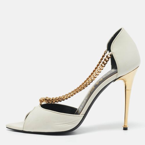 Tom Ford White Leather Chain Detail Open Toe Pumps Size 38 - Tom Ford - Modalova