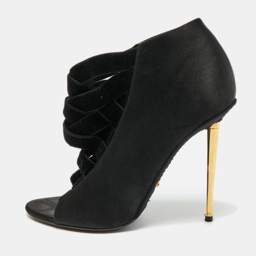 Tom Ford Black Satin Open Toe Ankle Booties Size 37.5 - Tom Ford - Modalova