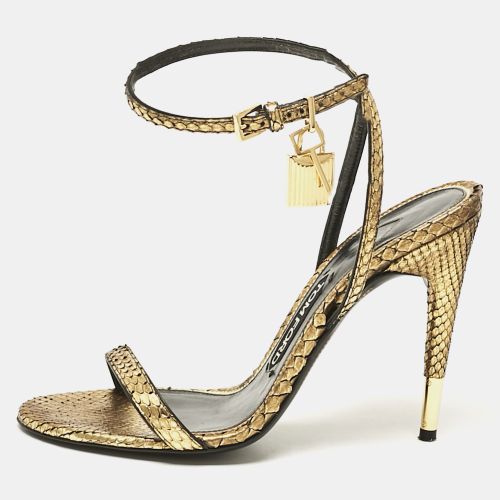 Tom Ford Gold Python Padlock Ankle Wrap Sandals Size 37.5 - Tom Ford - Modalova