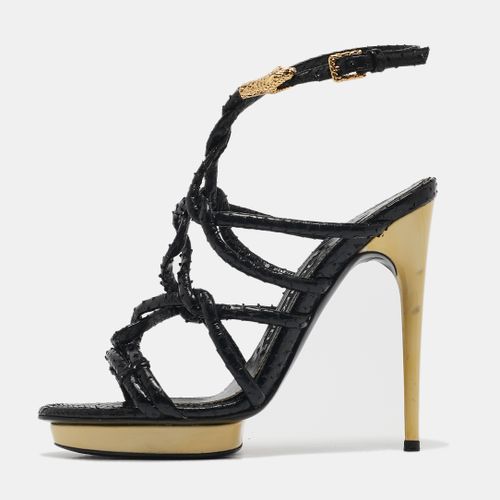 Tom Ford Black Python Leather Strappy Sandals Size 37.5 - Tom Ford - Modalova