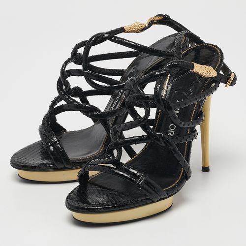 Size 37.5 Python Leather Ankle Strap Sandals - Tom Ford - Modalova