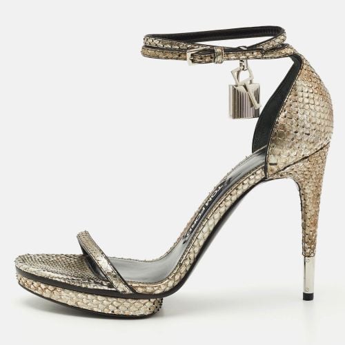 Python Leather Padlock Ankle Strap Sandals Size 39 - Tom Ford - Modalova