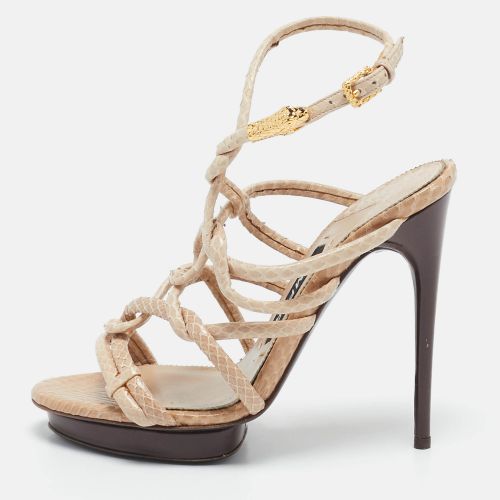 Size 37.5 Python Leather Ankle Strap Sandals - Tom Ford - Modalova