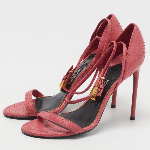 Padlock Size 40 Python Leather Ankle Strap Sandals - Tom Ford - Modalova