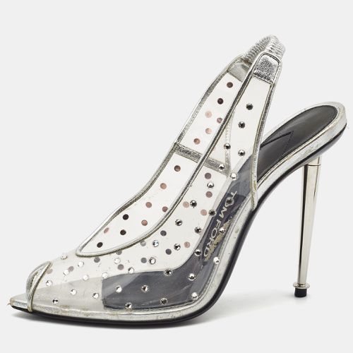 Tom Ford Silver/Transparent PVC and Leather Crystal Embellished Slingback Pumps Size 36 - Tom Ford - Modalova