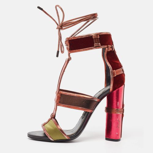 Tom Ford Multicolor Leather and Denim Patchwork Ankle Strap Sandals Size 36.5 - Tom Ford - Modalova