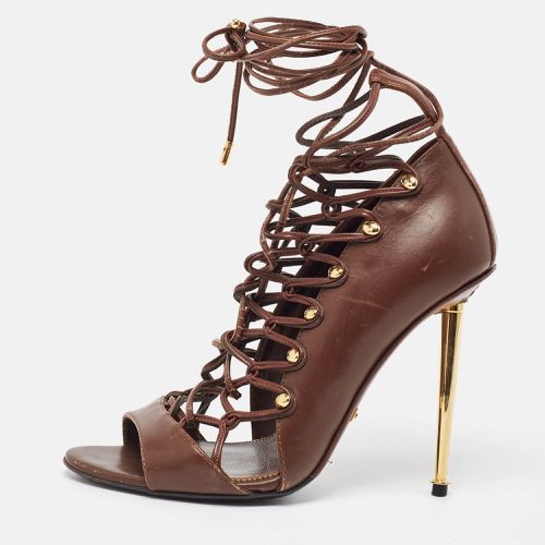 Tom Ford Brown Leather Lace Up Booties Size 37 - Tom Ford - Modalova