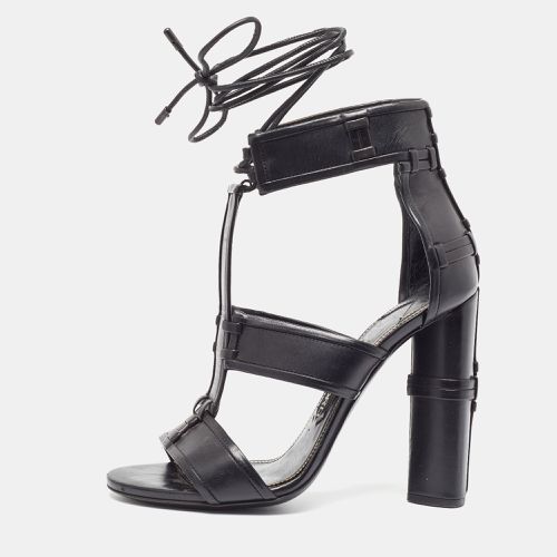 Tom Ford Black Paneled Leather Patchwork Ankle Strap Sandals Size 36.5 - Tom Ford - Modalova