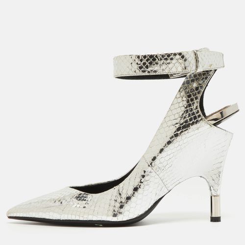 Tom Ford Silver Python Embossed Leather Ankle Strap Pumps Size 38 - Tom Ford - Modalova