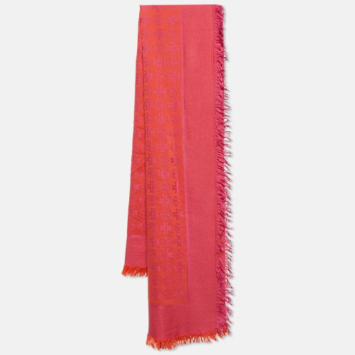 Tory Burch Pink Monogram Jacquard Silk Blend Scarf - Tory Burch - Modalova