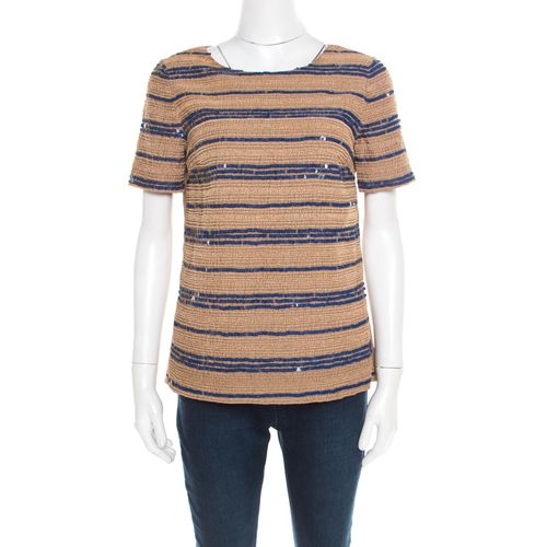 Tory Burch Beige Wooden Bead and Sequin Embellished Theresa Top S - Tory Burch - Modalova