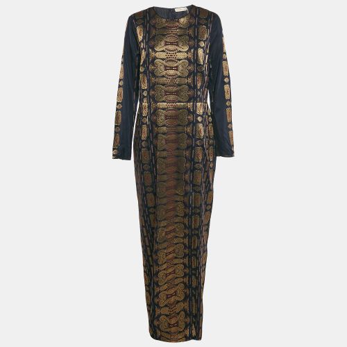 Tory Burch Navy Blue Lurex Jacquard Long Sleeve Maxi Dress L - Tory Burch - Modalova
