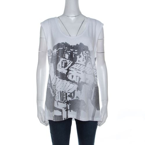 Tory Burch White Contrast Print Cotton French Sleeve T-Shirt XL - Tory Burch - Modalova