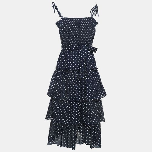 Tory Burch Navy Blue Polka-Dot Print Cotton Tiered Dress XS - Tory Burch - Modalova