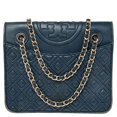 Tory Burch Blue Leather Medium Fleming Shoulder Bag - Tory Burch - Modalova