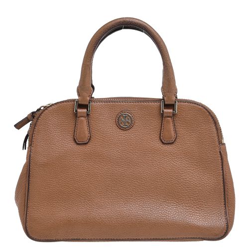 Tory Burch Brown Leather Robinson Double Zip Dome Satchel - Tory Burch - Modalova