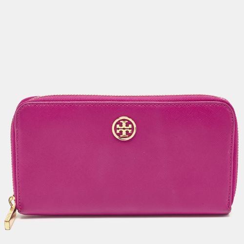 Tory Burch Majenta Saffiano Leather Robinson Zip Around Wallet - Tory Burch - Modalova