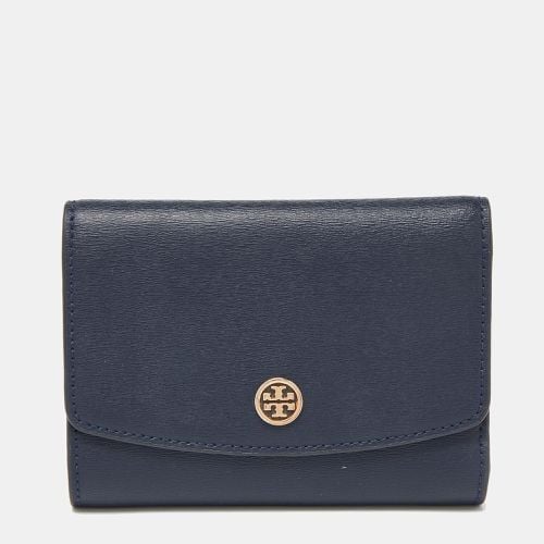 Tory Burch Blue Leather Robinson Flap Trifold Wallet - Tory Burch - Modalova