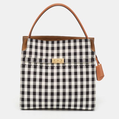 Tory Burch Black/White Checkered Canvas Lee Radziwill Top Handle Bag - Tory Burch - Modalova