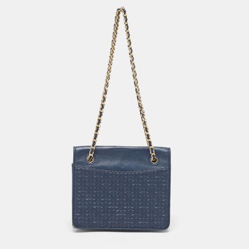 Tory Burch Navy Blue Leather Medium Fleming Shoulder Bag - Tory Burch - Modalova