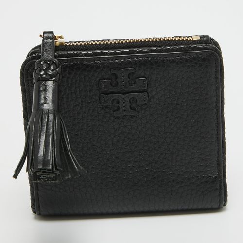 Tory Burch Black Leather Taylor Bifold Compact Wallet - Tory Burch - Modalova