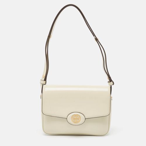 Tory Burch Off White Patent Leather Robinson Spazzolato Shoulder Bag - Tory Burch - Modalova